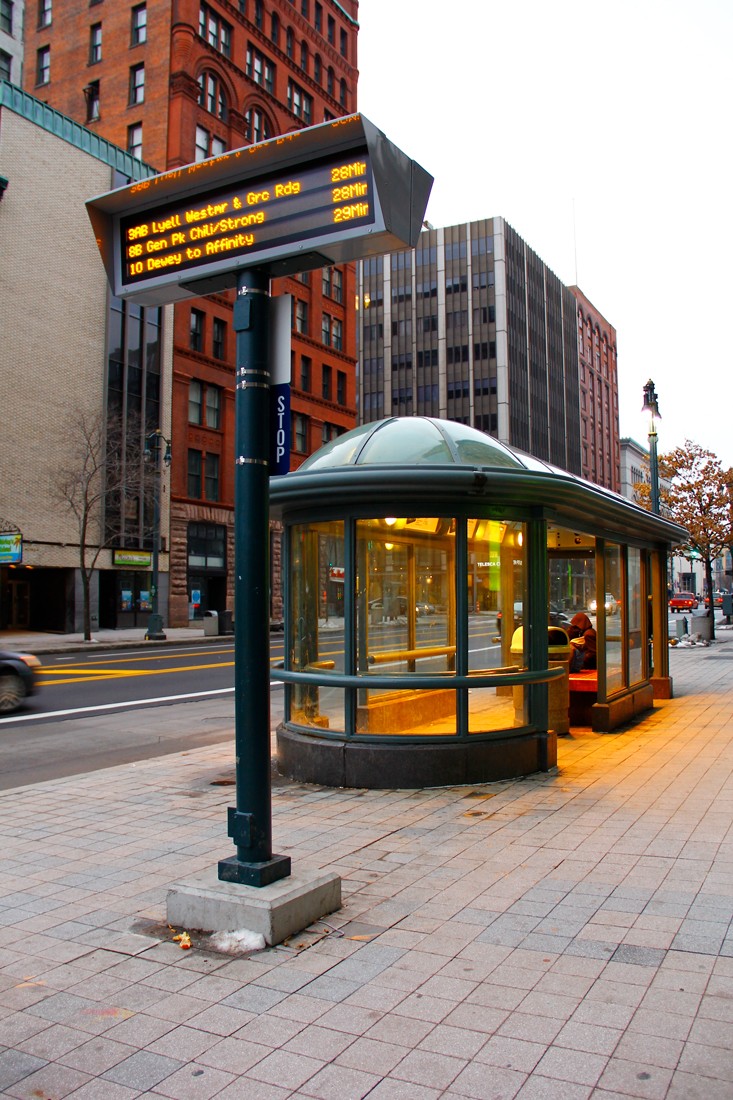 Cozy bus stop. Rochester, NY
